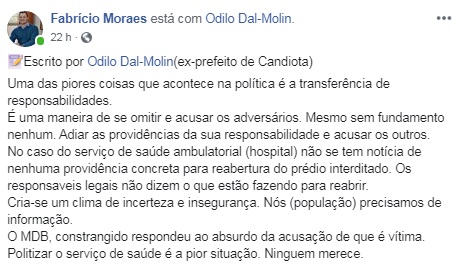 Imagem captada Facebook