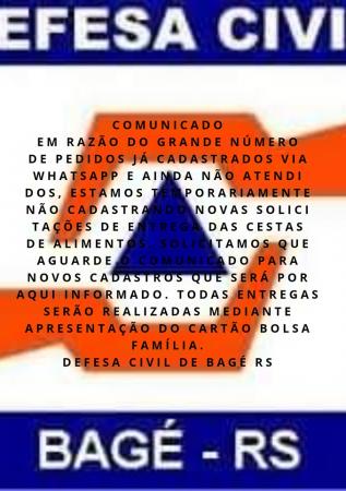 Comunicado enviado pela Defesa Civil ao leitor do Gente Jornal