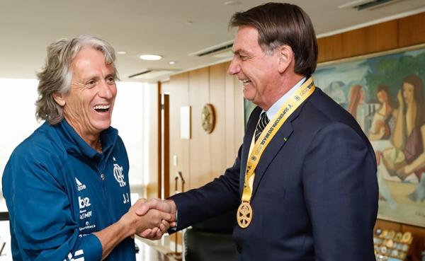 Treinador flamenguista Jorge Jesus e Bolsonaro / Foto: Reprodução/Facebook