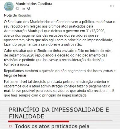 Imagem captada Facebook