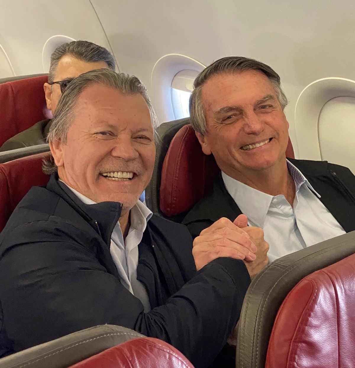 “Acompanhando nosso sempre presidente Jair Messias Bolsonaro em viagem ao Rio Grande do Sul! Seja bem-vindo, presidente”, Postagem de Hamm quando da vinda do ex-presidente ao RS em junho / Foto: Divul